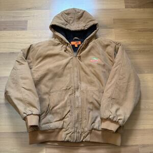 Men's Corner Stone Dekalb Brown Canvas Quilt Lined Hooded Active Jacket Sz 2XL